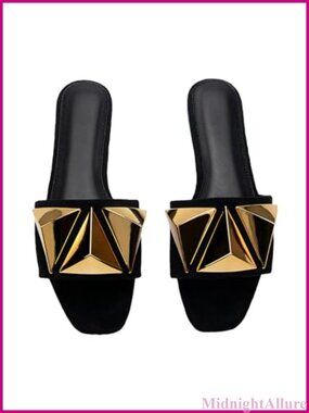 Studded Flat Sandals Slip On Slides Dressy Beach Shoes